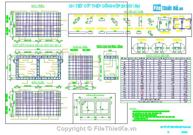 Bản vẽ,Bản vẽ chi tiết,cấu tạo,Bản vẽ cống hộp,cống đôi,Bản vẽ các loại cống hộp